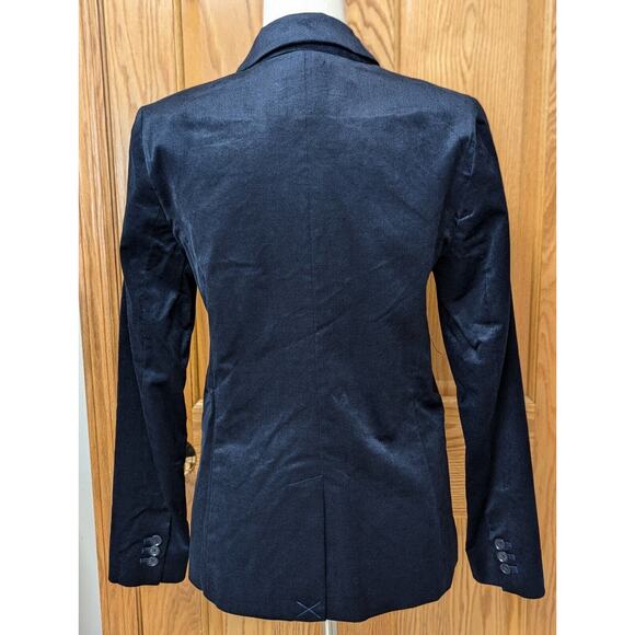 Apt 9 Womens Velvet Blazer Dark Navy Size 10 Front Button Stretch Career Lined - Picture 3 of 10